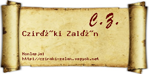Cziráki Zalán névjegykártya