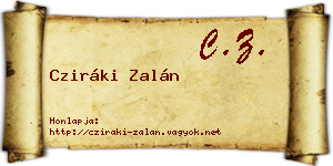 Cziráki Zalán névjegykártya
